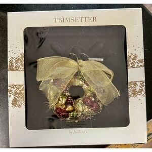 Rare Trimsetter Dillard's Polish Blown Glass Wreath Ornament NIB Jeweled VTG